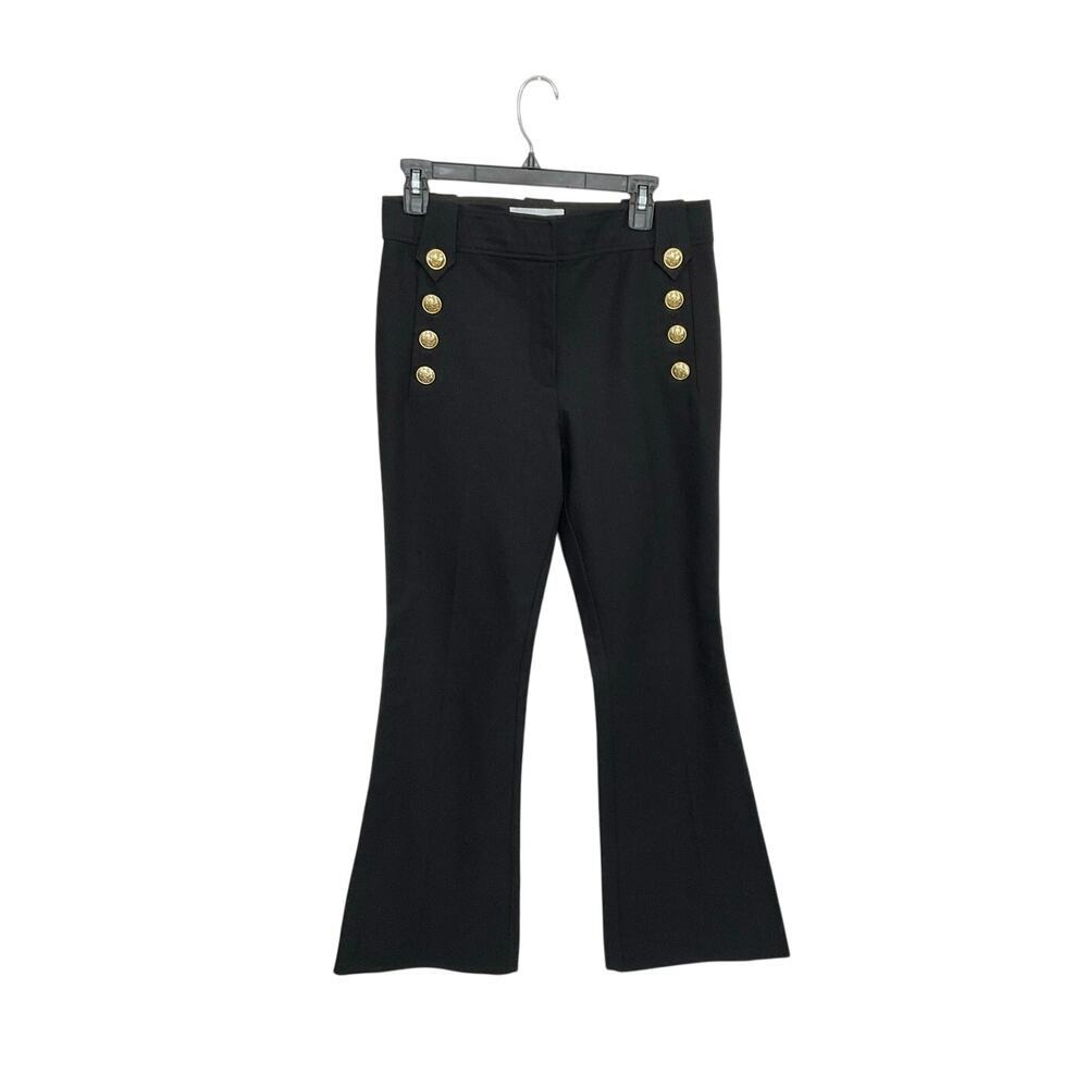 Derek Lam 10 Crosby Pants Womens 8 Robertson Flare Black Gold Button Sailor